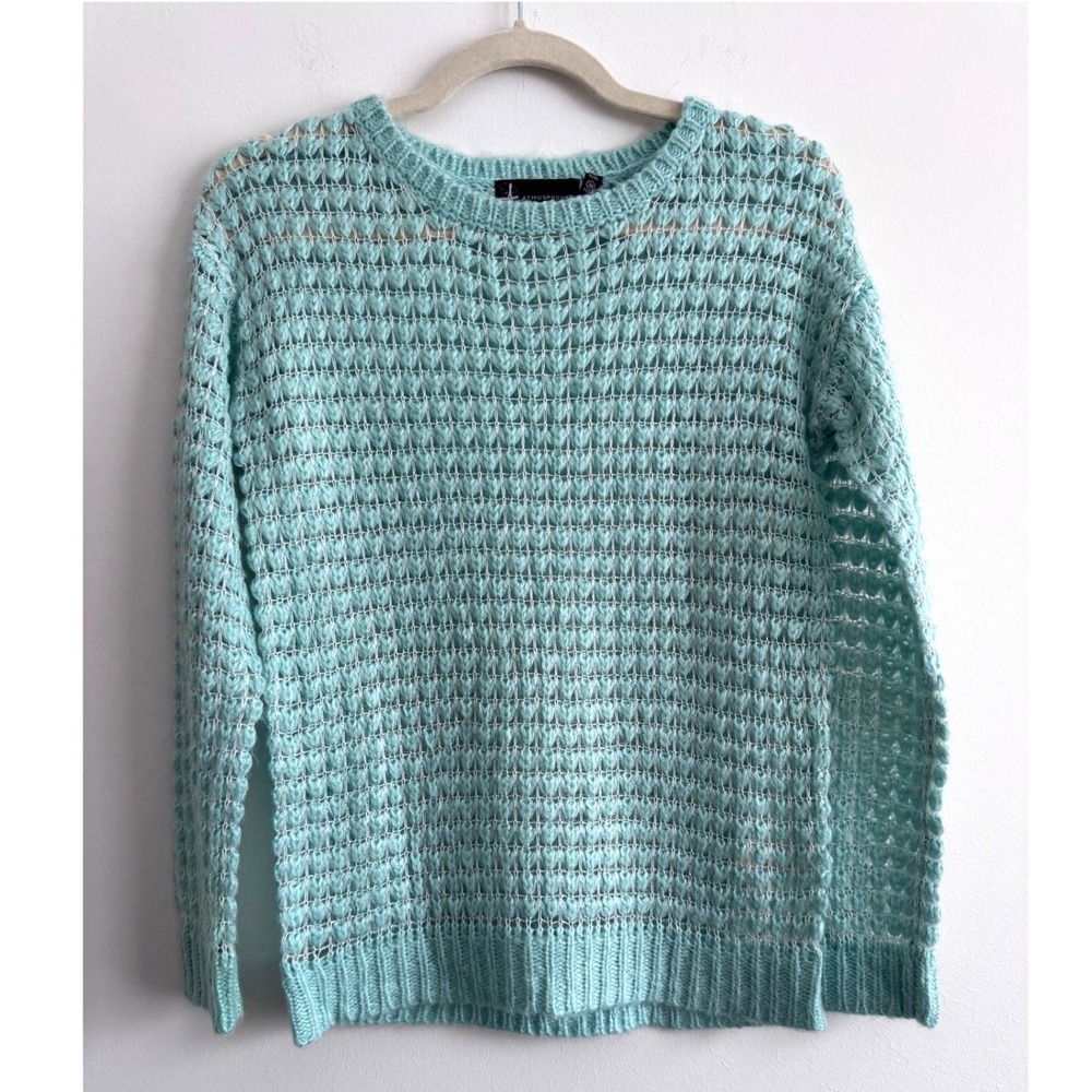 Atmosphere Mint Green Open Knit Mesh Pullover Sweater‎ Size 8 Mermaidcore